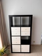 IKEA armoire étagère kallax brun noir avec tiroirs 77x147, 50 tot 100 cm, 25 tot 50 cm, 100 tot 150 cm, Zo goed als nieuw