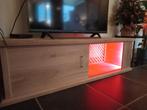 Meuble TV en chêne massif avec éclairage LED, Maison & Meubles, Armoires | Mobilier de télévision, Enlèvement, Neuf