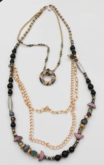 Gloednieuw! Mooie lange ketting goud zwart grijs beschikbaar voor biedingen