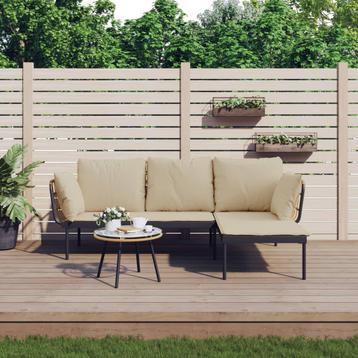 3-delige Loungeset met kussens poly ratta beschikbaar voor biedingen