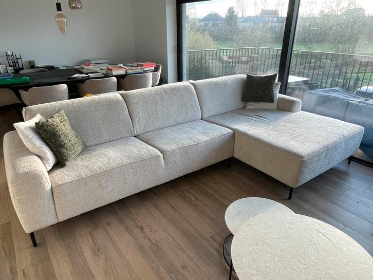 3 zit zetel met longchair, Huis en Inrichting, Zetels | Complete zithoeken, Zo goed als nieuw, Stof, Ophalen