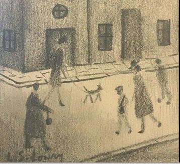Laurence Stephen Lowry Pencildrawing "" Streetlife "" 24 x 2 beschikbaar voor biedingen