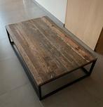 Salontafel ruw hout en zwart metaal onderstel, Huis en Inrichting, Tafels | Salontafels, Ophalen, Gebruikt, 100 tot 150 cm, 50 tot 100 cm