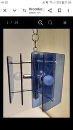 Italiaanse blauw  design  luster, Ophalen, Gebruikt, Glas, Retro