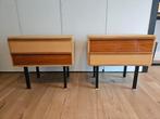 Paire de tables de nuit vintage allemandes – années 60, Maison & Meubles, Enlèvement, Utilisé, Bois