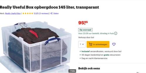 3 STUKS REALLY USEFUL BOX 145 Liter -, Doe-het-zelf en Bouw, Kratten en Dozen, Gebruikt, Doos, Ophalen