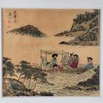 Oude Chinese aquarel schilderij " Feest in de boot ", Antiek en Kunst, Ophalen of Verzenden