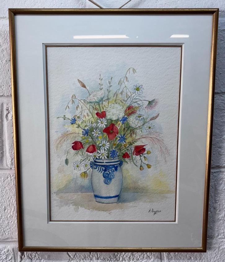 Prachtig gesigneerd schilderij van bloemen in vaas, Antiek en Kunst, Kunst | Schilderijen | Klassiek, Ophalen
