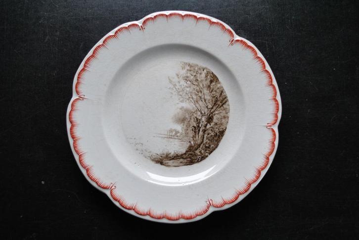 Assiette faïence décor Saule Monogrammée Choisy le Roi HB, Antiquités & Art, Antiquités | Céramique & Poterie, Enlèvement ou Envoi