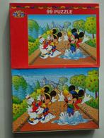 Disney puzzel 99 st Mickey springt in een plas 4 + 1 gratis, Ophalen of Verzenden, Meer dan 50 stukjes, Zo goed als nieuw, 4 tot 6 jaar