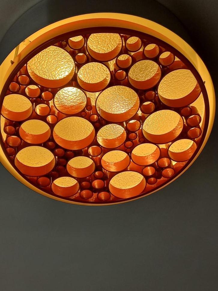 Vintage luster jaren 70, Huis en Inrichting, Lampen | Kroonluchters, Gebruikt, Glas, Metaal, Ophalen