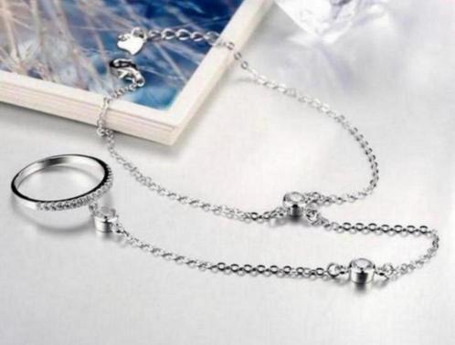 NYKKOLA Sieraden Armband Ring Vinger 925 sterling zilver set, Handtassen en Accessoires, Armbanden, Nieuw, Zilver, Zilver, Met bedels of kralen