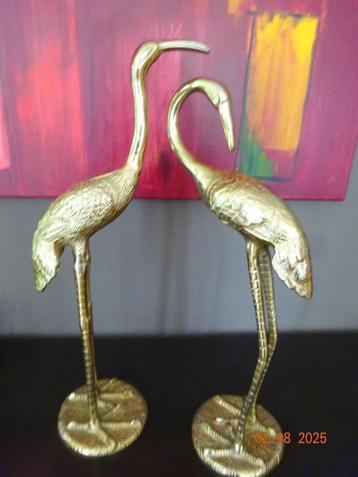 2 Gouden beelden kraanvogel - &Klevering*PRIMA STAAT* beschikbaar voor biedingen