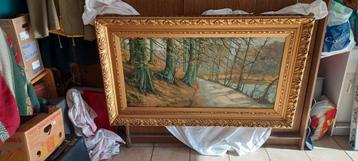 OUD OLIEVERFSCHILDERIJ GESIGNEERD LOUIS GAROT  beschikbaar voor biedingen