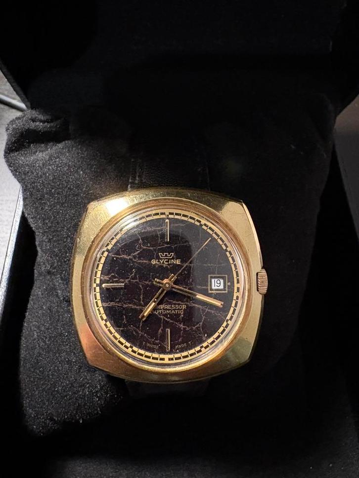 60s GLYCINE Compressor Automatic Date Vintage Swiss Watch, Handtassen en Accessoires, Horloges | Heren, Gebruikt, Polshorloge