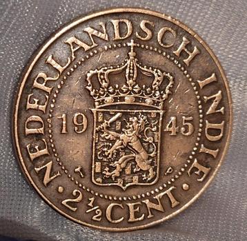 Koloniale valuta 2½cent 1945 Ned. Indie  beschikbaar voor biedingen