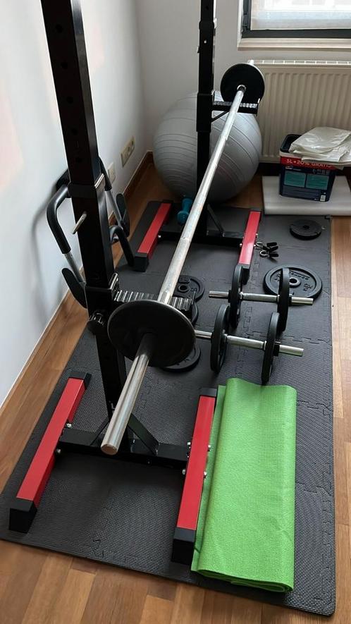 fitnessapparatuur - gewichten, halters, rek, bar, Sport en Fitness, Fitnessapparatuur, Zo goed als nieuw, Ophalen