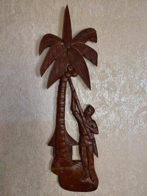 Houten beeld van een kokosnoten plukker, Antiek en Kunst, Kunst | Beelden en Houtsnijwerken, Ophalen