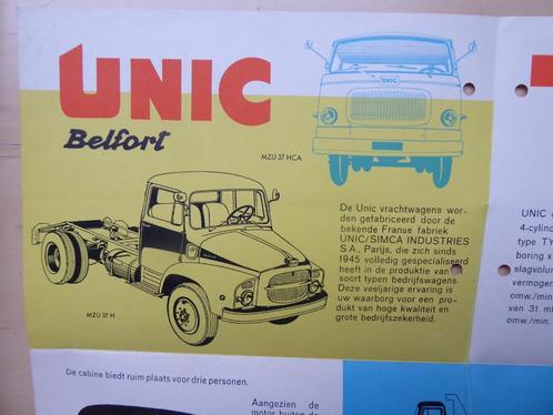 Kleine folder UNIC vrachtwagens, Nederlands, 196??, Livres, Autos | Brochures & Magazines, Envoi