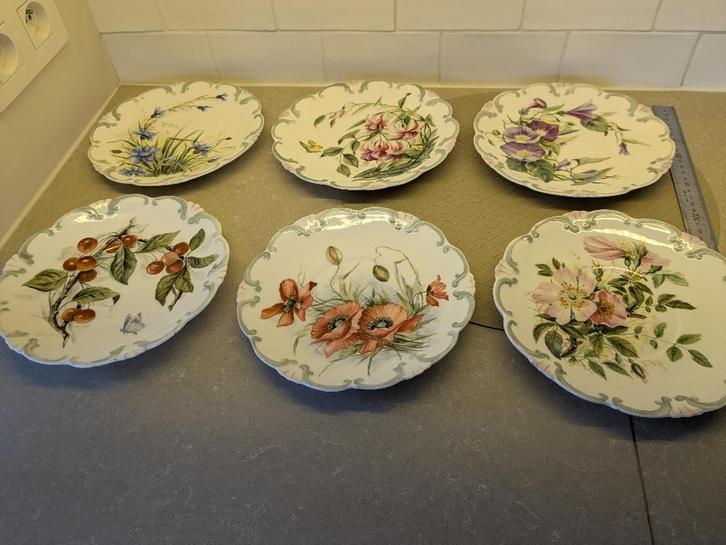 Antieke handbeschilderde schaaltjes (6 stuks)  ca. 1911, Antiek en Kunst, Antiek | Porselein, Ophalen