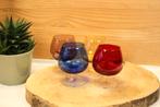Vintage 4 gekleurde cognac glazen, Ophalen of Verzenden, Gebruikt, Borrel- of Shotglas
