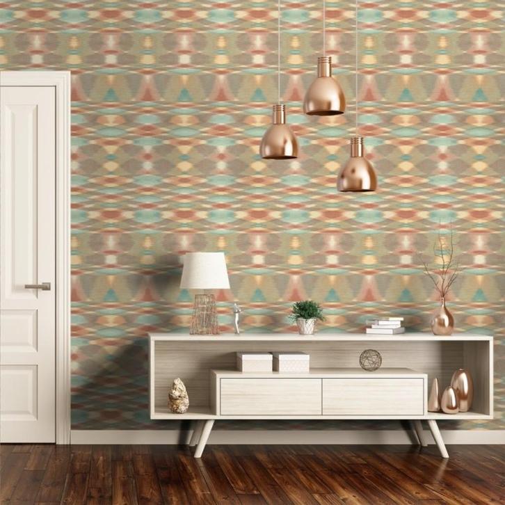 Behangpapier Missoni Home Sunrise, Huis en Inrichting, Stoffering | Behang, Blauw, Rood, Beige, Bruin, Geel, Groen, Oranje, Roze