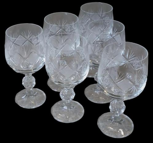 6 Bohemia geslepen kristallen glazen, Antiek en Kunst, Antiek | Glaswerk en Kristal, Ophalen