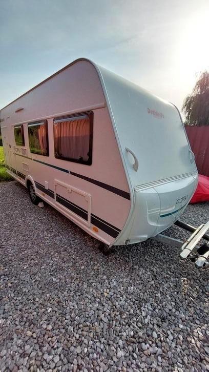 Dethleffs 480 Qlk, Caravans en Kamperen, Caravans, Particulier, Dethleffs, Frans bed, Stapelbed, Douche, Luifel, Reservewiel, Uitbouw voortent