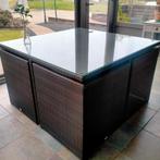 tuinset bruin wicker, Ophalen, 4 zitplaatsen, Wicker, Tuinset