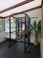 Krachtstation + Toebehoren (bar + gewichten), Sport en Fitness, Ophalen, Gebruikt, Metaal, Krachtstation