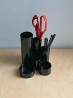 Retro plastic pennenhouder - vintage zwarte bureau organizer, Utilisé, Enlèvement ou Envoi