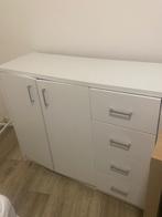 Witte kast met lades en deuren, Ophalen, Overige materialen, Gebruikt, 100 tot 150 cm