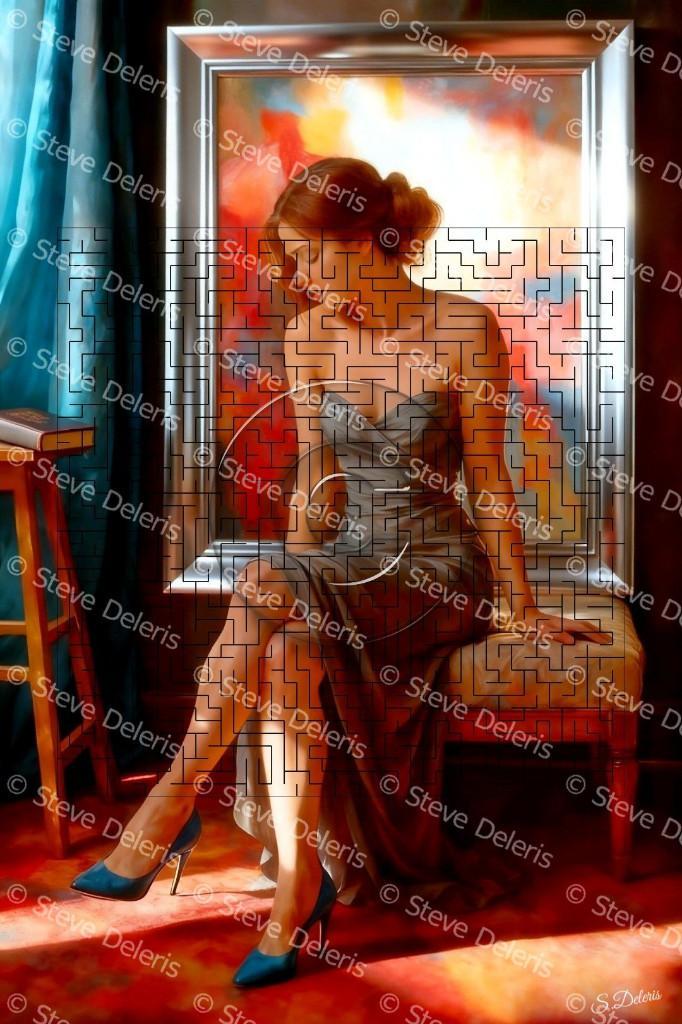 La top model devant le cadre / 75 x 50 cm, Antiquités & Art, Art | Peinture | Moderne, Enlèvement ou Envoi