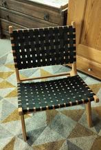 Atmosphera nylon & teak lage fauteuil - 2 stuks beschikbaar, Ophalen of Verzenden
