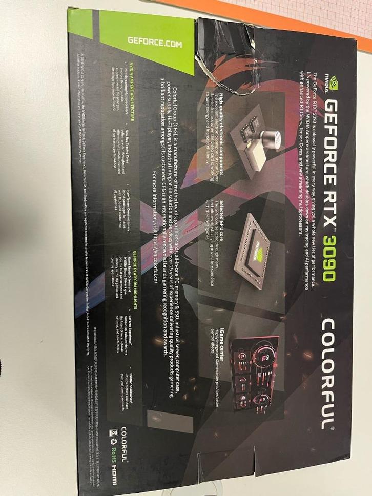 GPU - Colorful GeForce RTX 3090 24GB GDDR6X, Computers en Software, Videokaarten, Gebruikt, HDMI, DisplayPort, Ophalen of Verzenden
