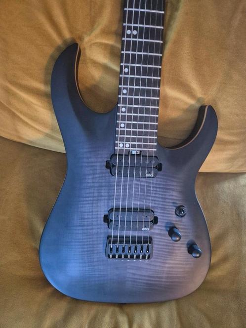 Harley Benton Amarok‑7 BKNT Flame Burst – (Used), Muziek en Instrumenten, Snaarinstrumenten | Gitaren | Bas, Zo goed als nieuw