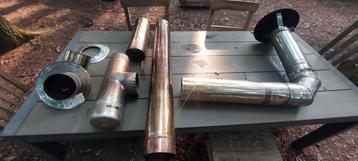 Enkelwandige RVS/inox kachelpijpen en bochten, Enlèvement, Utilisé
