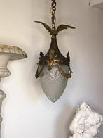 zeldzame antieke napoleon III hanglamp met geslepen stolp, Ophalen of Verzenden, Gebruikt