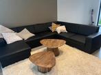 Zwart lederen (bed)zetel xxl, Huis en Inrichting, Ophalen, 250 tot 300 cm, Gebruikt, Hoekbank