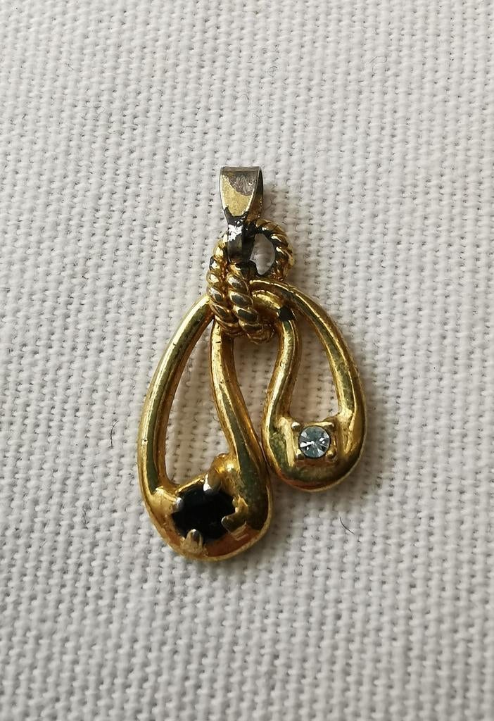 Vintage hanger dubbele druppel met strass 22 x 16 mm, Handtassen en Accessoires, Kettinghangers, Overige materialen, Gebruikt