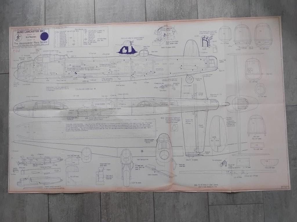 Lancaster bouwplan, Ophalen of Verzenden, Gebruikt, Groter dan 1:72, Vliegtuig