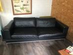 Lederen zetel + poef, Huis en Inrichting, Ophalen, Gebruikt, Leer, Modern