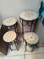 Planden tafeltje 4 stuks nieuwe, Ophalen, Met tegels, Metaal of Aluminium, Rond