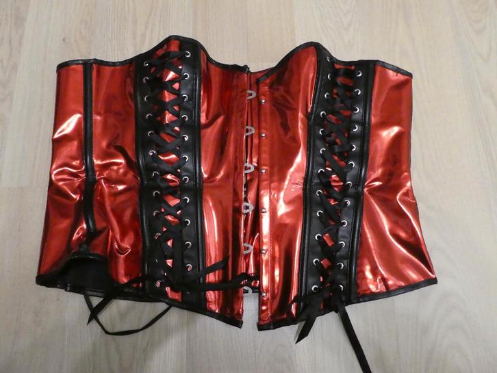 Corset Lak PVC Rood, Kleding | Dames, Ondergoed en Lingerie, Body of Korset, Rood, Ophalen of Verzenden