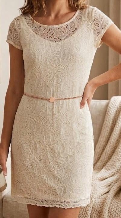 leuke ' kanten ' jurk, Kleding | Dames, Jurken, Zo goed als nieuw, Maat 38/40 (M), Knielengte, Verzenden