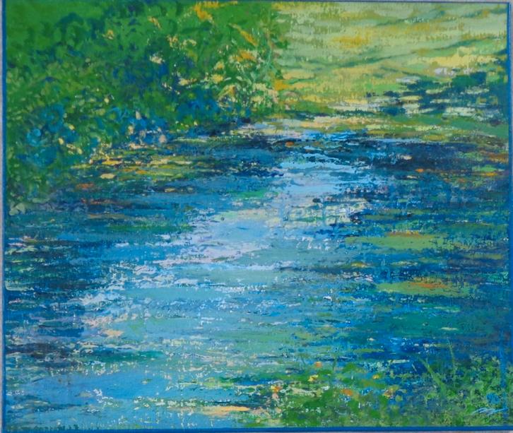 BILL VAERNEWIJCK / GIVERNY / OLIEVERF DOEK / 60x70cm / SIG, Antiek en Kunst, Kunst | Schilderijen | Modern, Ophalen of Verzenden