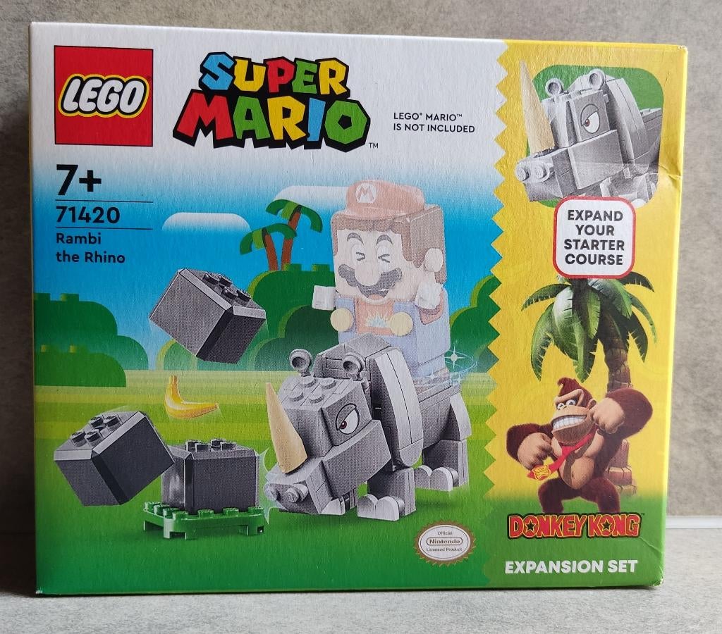 lego super mario 71420 uitbreidingsset rambi de neushoorn, Ophalen of Verzenden, Nieuw, Complete set, Lego