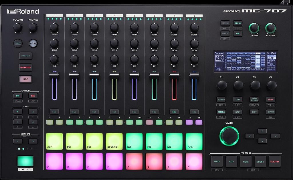 Roland MC-707 groovebox, Muziek en Instrumenten, Synthesizers, Zo goed als nieuw, Roland, Met midi-aansluiting, Ophalen