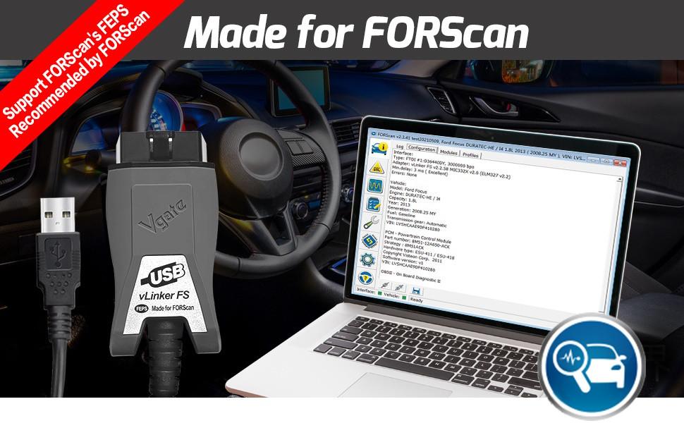 Kit de diagnostic OBD2 USB FORSCAN 2026 + Vgate vLinker FS, Enlèvement ou Envoi, Neuf