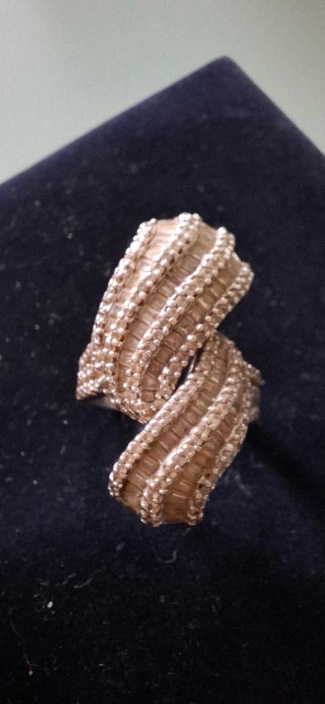 Zilveren ring met strass, Bijoux, Sacs & Beauté, Bagues, 18 à 19, Enlèvement, Utilisé, Argent